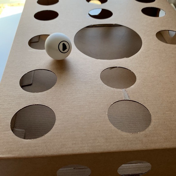 Modcat Cardboard Toy 13x17x3 Holes Ball Scratch Chase Catch Fun Kitten Cat Play - Picture 4 of 8